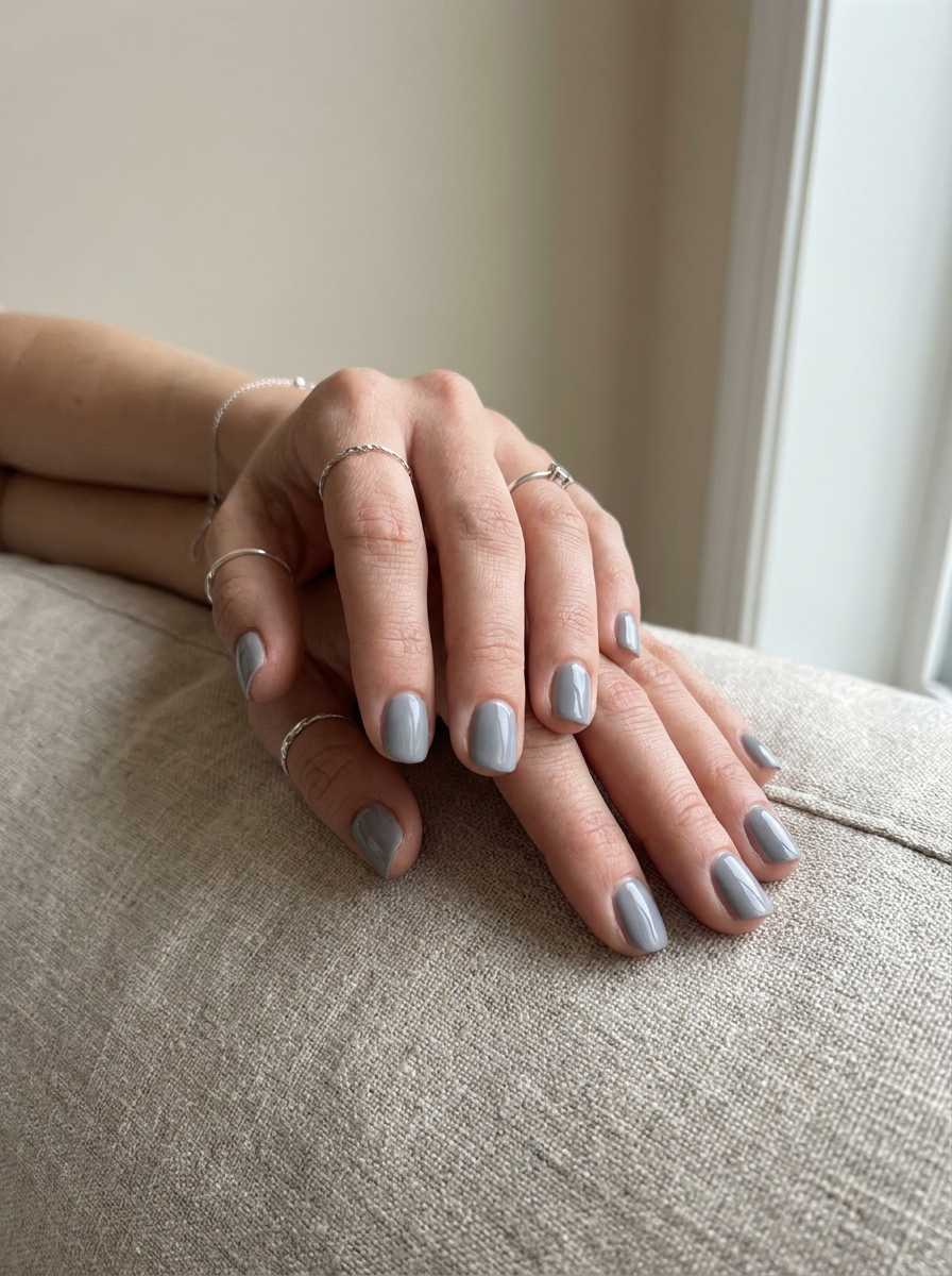 Soft Gray Nails